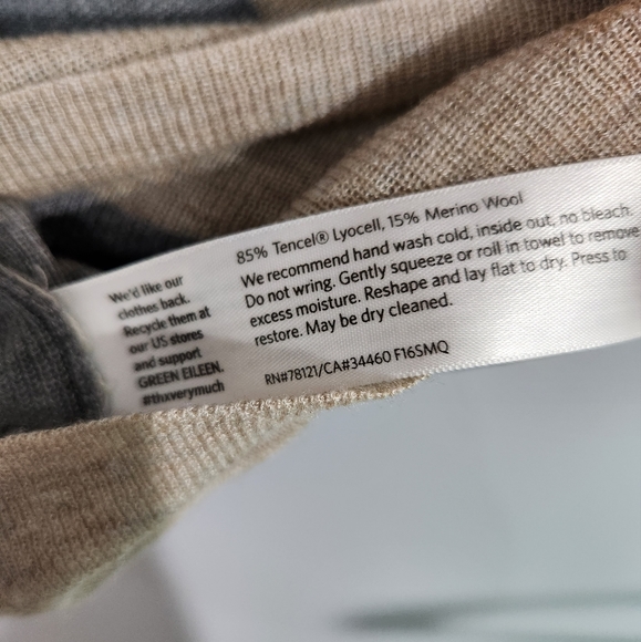 Eileen Fisher Stripe Tencel Crewneck Sweater - Picture 3 of 4